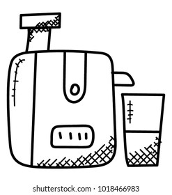 
A juicer machine with glass doodle icon

