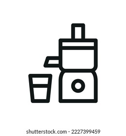 Icono aislado de máquina Juicer, icono vectorial de contorno de la energía de cocina con trazo editable