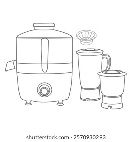 Juicer Mixer Grinder Sketch Vector Illustration.