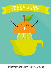 juicer and orange. Fresh juice