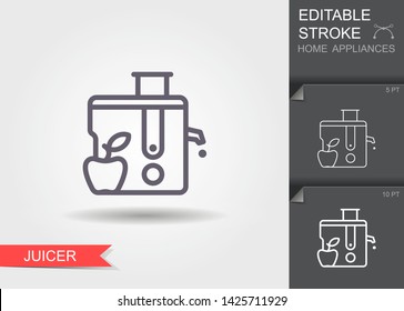 Juicer. Outline icon with editable stroke. Linear symbol of the home appliances with shadow