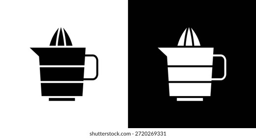 Icono del exprimidor del exprimidor. Icono de diseño plano simple en blanco y negro