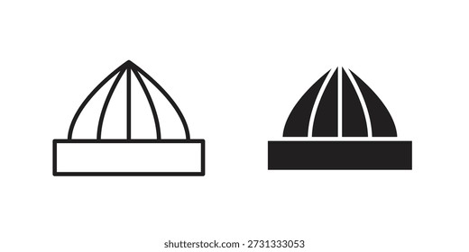 Icono del exprimidor del exprimidor en el fondo blanco. Icono de Vector de stock