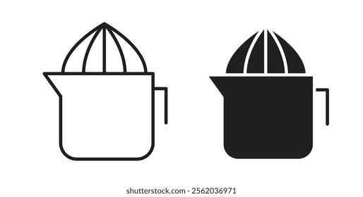 Juicer squeezer icons in flat and line style set.