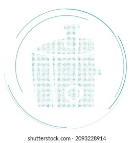The juicer symbol filled with teal dots. Pointillism style. Vector illustration on white background
