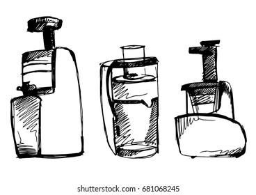 juicer vector sketch illustration. squeezer doodle