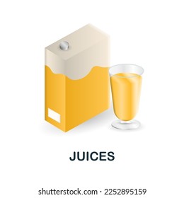 Juices icon. 3d illustration from food market collection. Creative Juices 3d icon for web design, templates, infographics and more