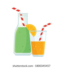 jugos de limón y naranja, en blanco de fondo de diseño de ilustración vectorial