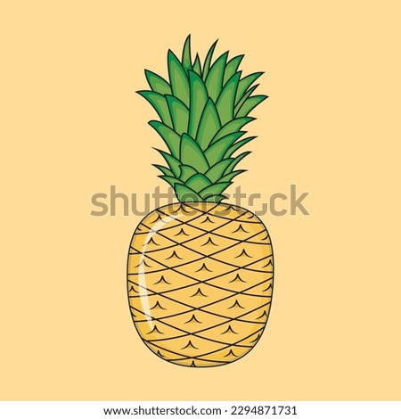 Juicey pineapple illustration vector graphic perfect for summer. Summer fruit. Tropical Fruit.