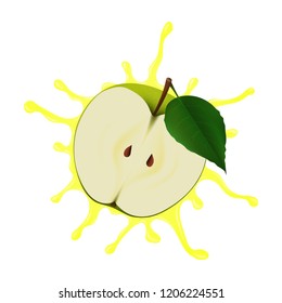 juicy apple with a splash. isolated image. realistic style. vector illustration.