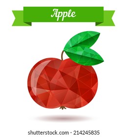 Juicy Apple - vector illustration in low poly style.