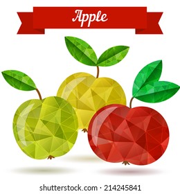 Juicy Apple - vector illustration in low poly style.