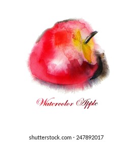 Juicy apple. Watercolor on a light background. Hand drawing, vector.