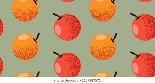 Padrão de maçãs suculentas. Sombras mínimas, detalhes desenhados à mão, estilo bonito e acolhedor. Estilo do vetor.