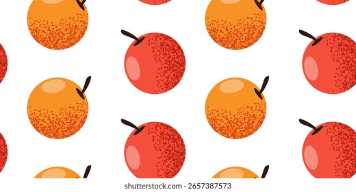 Juicy apples pattern. Minimal shadows, hand-drawn details, cute and cozy style. Vector style.