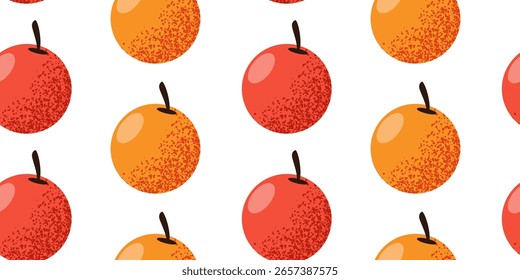 Padrão de maçãs suculentas. Sombras mínimas, detalhes desenhados à mão, estilo bonito e acolhedor. Estilo do vetor.