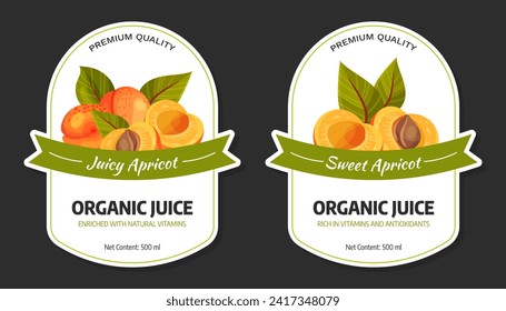 Diseño de etiquetas de jugo orgánico de fruta con plantilla de vectores de recorte de jardín de hueso