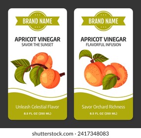 Juicy Apricot Obstessig Vinegar Design mit reifem Garden Crop Vector Vorlage