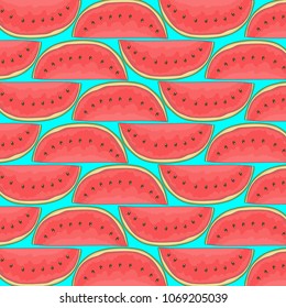 Juicy background with slices of watermelon