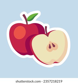 Juicy beautiful apple simple illustration. Minimalist  vector illustration for fruit commercial