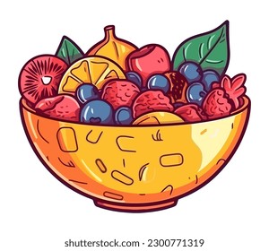 Juicy berry fruits in a cute basket icon isolated