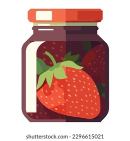 Juicy berry preserves in organic glass jar isolated