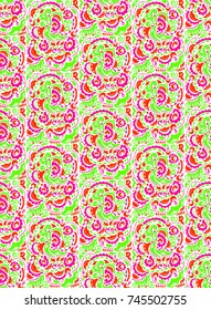 Juicy bright rhythmical seamless vector pattern. Unique hand drawn design for tiles, surfaces, textile, wallpapers, polygraphics, computer design prints.