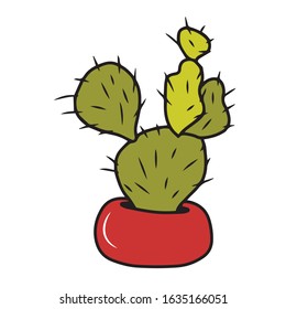 Juicy cactus .Vector illustration on a white isolated background.Botanical design for postcards and banners.Nature