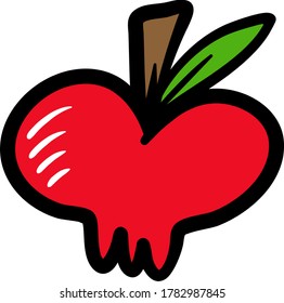 Juicy cartoon apple, healthy fruit snack - cartoon illustration