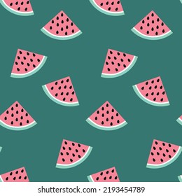 Juicy cartoon watermelon seamless pattern, texture, background, wallpapers, endless ornament, repeating print vector illustration for textiles, wrapping paper, fabric, packaging design, cover design