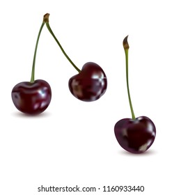 A juicy cherry is realistic. The idea of modern ecological design of packaging, wallpaper, tile, textile, background