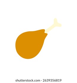 A juicy chicken drumstick with a browned top and bone, styled in flat design. Ideal for meals, fast food, or meat category icons.