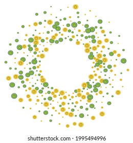 Vector blanco de fondo de cítricos jugosos. Ilustración De Lime Graciosa. Fruta Amarilla de la Salud. Patrón de impresión verde.