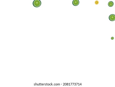 Juicy Citrus Background White Vector. Fruit Effect Pattern. Bright Fly Lime. Yellow Vitamin Illustration.