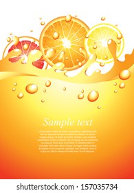 Juicy citrus splashes vertical background in vector