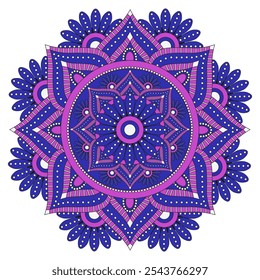 Juicy color Kolam pattern element isolated white background. Vector template design tradition indian Kolam decor. Folk pongal vector illustration. EPS 10