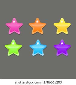 Juicy Colorful Buttons Stars Set For Games Vector Design