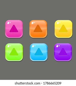 Juicy Colorful Buttons With Triangles Set For Games Vector Design