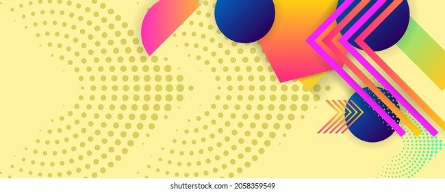 Farbige Sommer-Hintergrund mit geometrischen Elementen, Linien und Punkten für Text, universelles Design, Banner-Konzept, Vektorgrafik