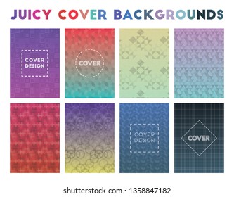 Juicy Cover Backgrounds. Admirable geometric patterns, valuable vector illustration.