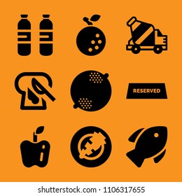 juicy, cow, blend, sweet, salmon and lemon icon vector set. Flat vector design with filled icons. Designed for web and software interfaces
