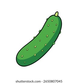 Pepino suculento com pele brilhante e projeto de gotas de água Ilustração vetorial