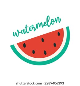 Juicy cute watermelon slice with lettering phrase. Cartoon vector illustration.