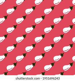 Juicy Eggplant Vegetable Vector Cartoon Silhouette Seamless Pattern can be use for background and apparel design