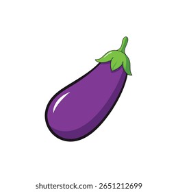 Juicy eggplants with shiny purple skin fresh veggie design Vector illustration
