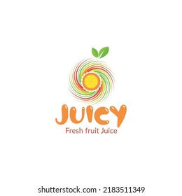 Juicy fresh fruit juice vector mascot logo template.