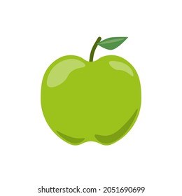 Juicy and fresh green  apple flat icon. Pictogram in color for web. Line stroke. Isolated on white background. Vector eps10
