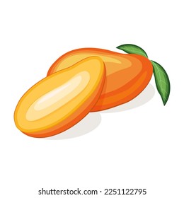 Juicy fresh mango isolated on white background. Vector illustration