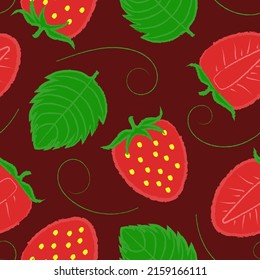 Juicy Fresh Strawberries Seamless Vector Pattern. Perfect for Gift Paper, Textile etc.