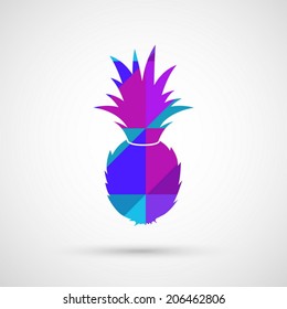 juicy fresh vector pineapple with white background